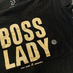 Boss Lady Metalic Black Tshirt new